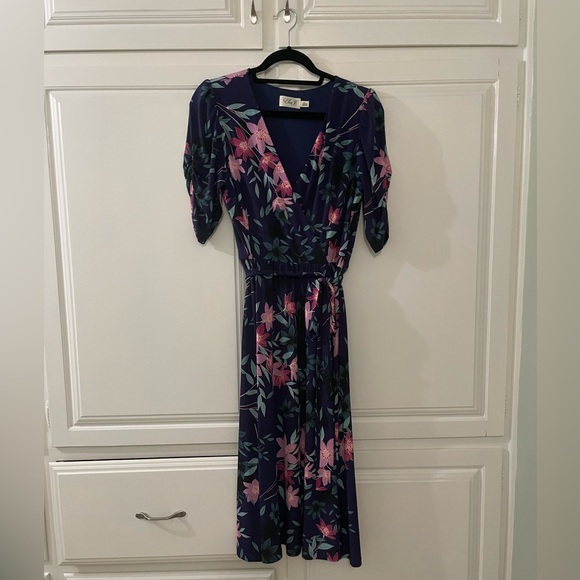 Eliza j navy floral midi dress - Picture 1 of 5